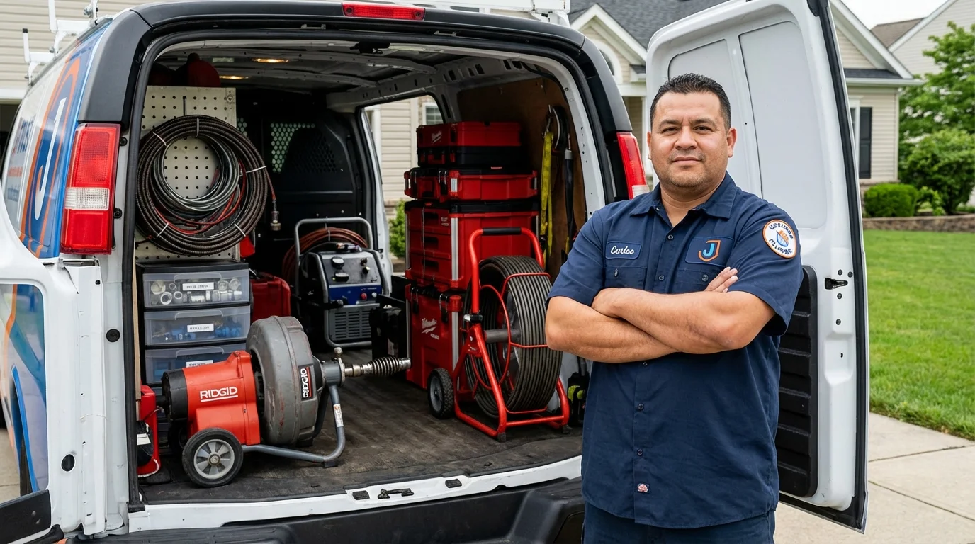 Professional drain cleaning equipment and Johns Plumbing LLC plumber in Kenton
