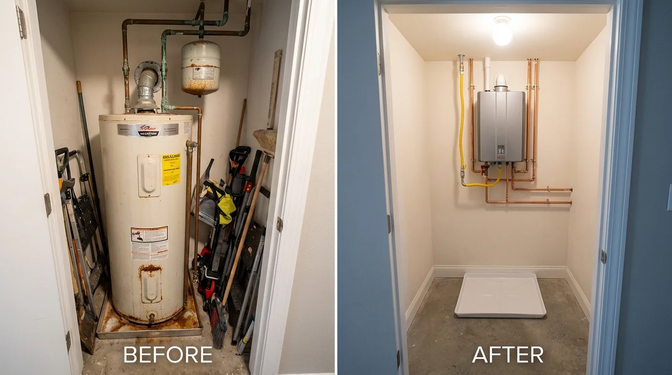 Tank water heater versus wall-mounted tankless unit comparison for Kenton, TN homeowners